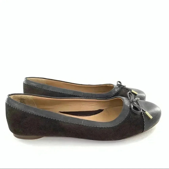 Lands end ballet flats size 8 38 chocolate brown suede bow round toe balletcore - Picture 2 of 13